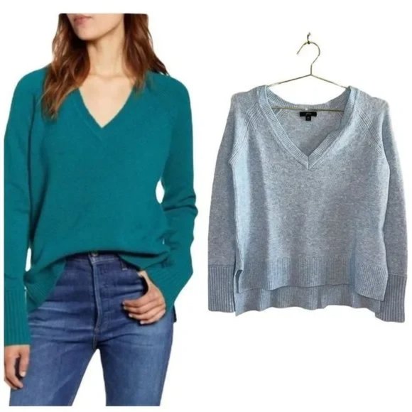 J. Crew Merino Wool/Alpaca Blend Baby Blue Super Soft V-Neck Sweater || SZ XS - Picture 1 of 9